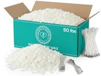Hearts & Crafts Candle Making Kit - 50 lbs Soy Wax Flakes with 100 Pieces Pre-Waxed 6-Inch Wicks and 2 Metal Centering Devices - Premium DIY Candle Making Supplies