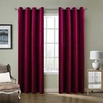 ChadMade Blackout Lined Premium Velvet Curtain Burgundy Red 50Wx120L Inch (1 Panel), Eyelet Grommet for Livingroom Bedroom Theater Studio, Birkin Collection