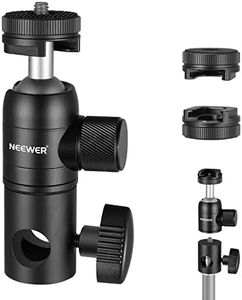 NEEWER Light Stand Mount Adapter with Cold Shoe and 1/4” Screw Mini Ball Head, Reversible Mounting Plate for Camera Monitor Ring Light, Fits Flat Head Light Stand/Boom arm/C Stand, Max. Load 22lb/10kg