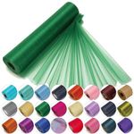 29cm x 25m Roll of Organza Sheer Fabric - Elegant Decorative Cloth for Wedding Chair Bows, Table Runners, Party Favours - Crafting Supplies for Ribbons, Dress Accents,and Bags, Hunter Green