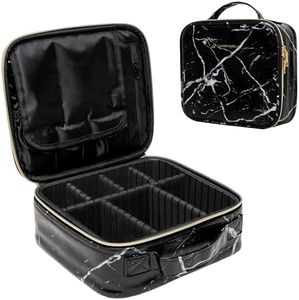 Carrywell |Not Made In China| 2 Pack Makeup Bag Travel Case, Train Case for Cosmetics, Portable Beauty Organizer, Cosmetic Storage Bag With Adjustable Dividers For Make Up and Brushes