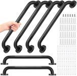 Yaocom 6 Pack Matte Black Shower Grab Bar 16 Inch 304 Stainless Steel Bathroom Grab Bar Shower Handle Handicap Grab Bars Hand Rails for Bathroom Toilet Elderly Seniors Bathtub Safety Accessories