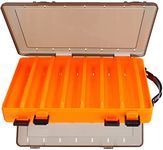 Milepetus 10/14 Grids Double-Sided Fishing Lure Hook Tackle Box Visible Hard Plastic Clear Fishing Lure Bait Squid Jig Minnows Hooks Accessory Storage Case Container (Orange-14Slots)