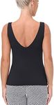 Workout Tops for Women Yoga Tank Tops with Built in Bra Wirefree Padded Yoga Bras Gym Running Athletic Shirt V-Neck Camisole Black