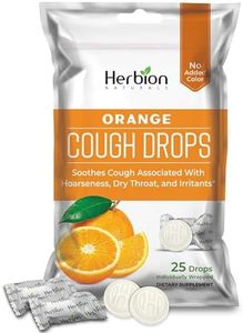 Herbion Naturals Cough Drops with Natural Orange Flavor, Dietary Supplement, Soothes Cough, for Adults and Children Over 6 Years, 25 Drops, No Artificial Flavor, No Added Color.