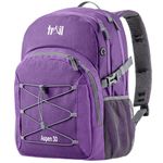 Trail Aspen 30L Day Pack Backpack for School Work Hiking Camping Travelling, Breathable Padded Back & Straps, 3 Zip Compartments, Internal Pockets, Bungee Cords, USB/Headphone Port, Water Resistant