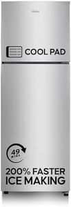 Haier 240L 2 Star Frost Free Top Mount Double Door Refrigerator|Cool Pad|200% Faster Ice Making in 49 Minutes (HEF-252EGS-P, Moon Silver)