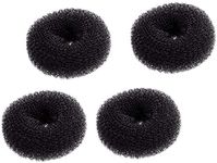 4 Pack Extra Small Hair Bun Maker Mini Chignon Hair Doughnut Shaper Hair Donut Sock Bun Form for Kids, Girls, Short and Thin Hair (Small Size 2.4 Inch, Black)