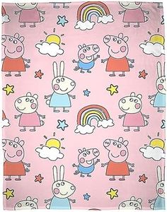 Character World Official Peppa Pig Licensed Fleece Blanket | Super Soft Warm Playful Pink Design | Perfect for Home, Bedroom, Sleepovers & Camping 100 x 150cm