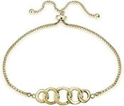 Hoops & Loops Gold Tone Over Sterling Silver Intertwining Circles Polished Adjustable Bracelet