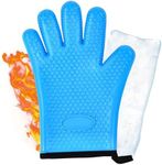 Bruntmor Dishwashing Glove Silicone - 11"x8" Heat and Freeze Resistant Kitchen One Glove - Durable Wash Pad Fits All Hand Sizes - Ideal for Versatile Cleaning, Dishwashing, and Kitchen Tasks - Blue