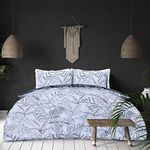 Australian Linen Company Queen Bed Quilt Cover Set Polycotton Quilt Cover and Pillowcases Bed Set Soft and Breathable Reversible Print White and Black Quilt Cover - 3 Piece - Queen, Palm Tree Mono