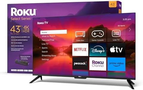 Roku Smart TV – 43-Inch Select Series 4K HDR RokuTV Enhanced Voice Remote, Brilliant 4K Picture, Automatic Brightness, & Seamless Streaming – Live Local News, Sports, Family Entertainment