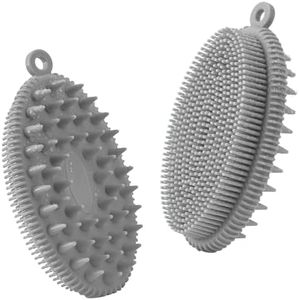 RamPula Silicone Body Scrubber, Dual-Sided Bath Shower Gentle Exfoliating Body Cleansing Brush for Men Women Kids, All Skin Types, More Hygienic Than Loofah, Easy to Clean, Long-Lasting, 1pc Black