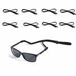 CAASFOOY 8 Pcs Eyeglass Strap, Floating Glasses Strap, Adjustable Glasses Straps, Soft Elastic Nylon Sunglass Strap, Sports Glasses Strap for Men Women, Black