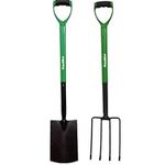 GardNTool 2 Piece Carbon Steel Fork and Spade Digging Set for Garden and Lawn Versatile Tools for Gardeners Strong Tough and Durable Metal