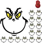 15 Pcs Christmas Decorations Stickers for Ornaments, Christmas Vinyl Stickers, Christmas Decoration Decals, DIY Face Stickers for Christmas Balls, Waterproof Sticker for Home Project, Party - 2*2 in