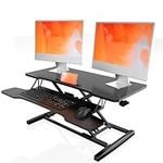 Rathsyme 36 Inch Standing Desk Height Adjustable Sit to Stand Desk Converter with Large Keyboard Tray, Computer Workstation for Dual Monitor and Laptop Riser, Black