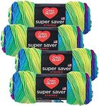 Red Heart Super Saver Yarn (4-Pack of 5oz Skeins) (Parrot Stripe)