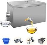 Commercial Stainless Steel Grease Trap Interceptor with Removable Filter Basket - Top Inlet Oil-Water Separator for Restaurant Kitchen Under Sink - Efficient Waste Water Grease Interceptor