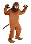 elope Adult Cartoon Lion Mouth Mover Mascot Costume - Jumpsuit, Mask, Mitts, Slippers, Officially Licensed, Brown,cream,golden Brown, Standard