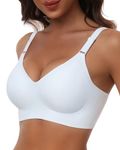 HORISUN Wireless Push Up Full Coverage Bra for Women Seamless Bras with Soft Support Comfort T Shirt Bralette (White,M)