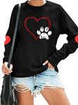 FLOYU Dog Mom Sweatshirt Women Cute Dog Paw Print Pullover Dog Lover Blouse Casual Dog Mama Long Sleeve T Shirt, Black, Dog Paw, Small