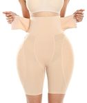 Figninget Butt Pads for Bigger Butt Hip Pads Hip Enhancer Upgraded Sponge Padded Butt Lifter Panties, Beige(high Waist with 9 Rows Hook), 5X-Large