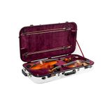 Crossrock Deluxe Fiberglass Double Case with TSA Lock for one 15~16.5 Viola and one 4/4 Full-Size Violin Includes Protective Blanket,Hygrometer,Removable Shoulder Straps-White (CRF2020DVLWT)