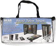 The Beadsmith Bead Tube Tower – Storage Unit – 8 x 16 inches, Folds Easily for Storage or Travel – Holds Large and Small Bead Tubes – Clear Zippered Pouch