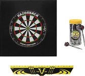 Viper Defender II Backboard & Sisal/Bristle Steel Tip Dartboard Bundle: Elite Set (Razorback Dartboard, Defender II Backboard, Edge Throw Line, 21pc Jar of Darts)