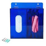 BKMAMLAB Wall Mounted Glove Dispenser, Hairnet Shoe Cover Dispenser，Acrylic Glove Box Holder, Blue (for 2 Boxes)