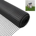 HUIMO 1 x20m Garden Netting Fence for Outdoor Aniaml, Pool Snow Chicken Wire Mesh Fence, Plastic Mesh Fence Roll with Zip Ties, Safety Temporary Fencing for Poultry, Deer, Dog, Chicken (Black)