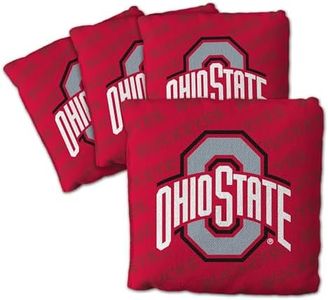 YouTheFan Officially-Licensed NCAA Ohio State Buckeyes Set of 4 Cornhole Bags - All Weather Regulation 6” x 6” Size - 16oz Weight - Designed in USA