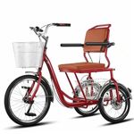 KIBONCY Elderly Adult Tricycle, Three Wheel Bike with Armrest Seat, Front & Rear Baskets, Disc Brake Stable Senior Shopping Pedal Trike(A)
