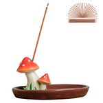 CHUNCHE Cute Mushroom Incense Holder with 30 Incense Sticks, Handmade Incense Stick Burner, Nature Theme Incense Tray, Adorable Home Decoration Accessories(Brown) (MG02)