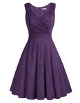 GRACE KARIN Ball Prom Wedding Guest Dress Women Summer 50s Vintage Lace A-line Dress XL Lace Purple