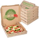 Stock Your Home 10 Pack Recycled Kraft 12x12 Pizza Box with Built-In Plates and Convertible Storage Container, Heavy Duty Pizza Boxes 12 x 12 for Small Personal Pizzas, Eco Friendly 12 Inch Pizza Box