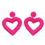 University Trendz Valentine Beaded Dark Pink Heart Drop & Dangler Earrings For Women