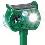 Ultrasonic Cat Repellent for Gardens UK, Dual Speaker Solar Ultrasonic Animal Repeller with LED Flash, IP45 Waterproof Pest Repellent, Solar Cat Deterrents for Foxes, Squirrel, Dogs