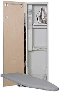 Iron-A-Way AE-42-L Ironing Center - 42 Inch Built-in Swiveling Ironing Board with Electric System, Light and Timer - Left Hinged Door - Flat Wood