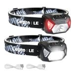 LED Headlamp Flashlights, Rechargeable Headlights with 6 Modes, Super Bright, Lightweight and Comfortable, Perfect for Adults and Kids Running, Camping, Hiking and More, Battery and USB Cable Included