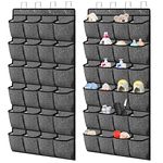 Over the Door Shoe Organizer,Hanging Shoe Rack Organizer for Closet Door,48 Pockets Shoe Storage Holder Zapateras Organizer for Kids Shoes,Flip Flops,Underwear,Socks,Cruise Essentials,Black,Set of 2