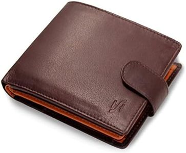 StarHide Mens RFID Blocking Compact Real Leather Coin Pocket Billfold Wallet Id Card Holder 1075 Brown Tan