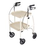 Homecraft 19823 Deluxe Walker Trolley,Mobility Aid with Built in Trays for Carrying Personal Items,Sturdy Walking Device with Hand Brakes to Control & Support,Shelves Have to Keep Objects On