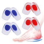 4 Pairs Gel Heel Cups, FHDUSRYO Gel Heel Cushions for Heel Pain Relief, Silicone Heel Cushions Insoles Heel Cup Pads for Plantar Fasciitis Sore Heel, Heel Supports Shoe Inserts for Men Women (Small)