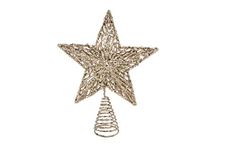 Gisela Graham Christmas White Gold Colour Glitter Tree Top Star Topper 23cm