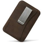 AKIELO RFID Blocking Card Holder with Money Clip and Gift Box – Compact and Slim Wallet – Minimalist Card Wallet (Charlie - Dark Mocha Clip Edition)