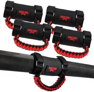 Badass Moto UTV Grab Handles Roll Bar Pack of 4, RZR Passenger Grab Handle Grips Fits Polaris Ranger, Mule, Teryx, CFMoto, Yamaha, Honda Pioneer, Can Am SxS, ATV Accessories Red Paracord