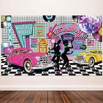 50's Photo Backdrop 50s Theme Party Decorations 1950s Decorations for Party Rock and Roll Party Banner Classic Backdrop for 50s Party, 72.8 x 43.3 Inch